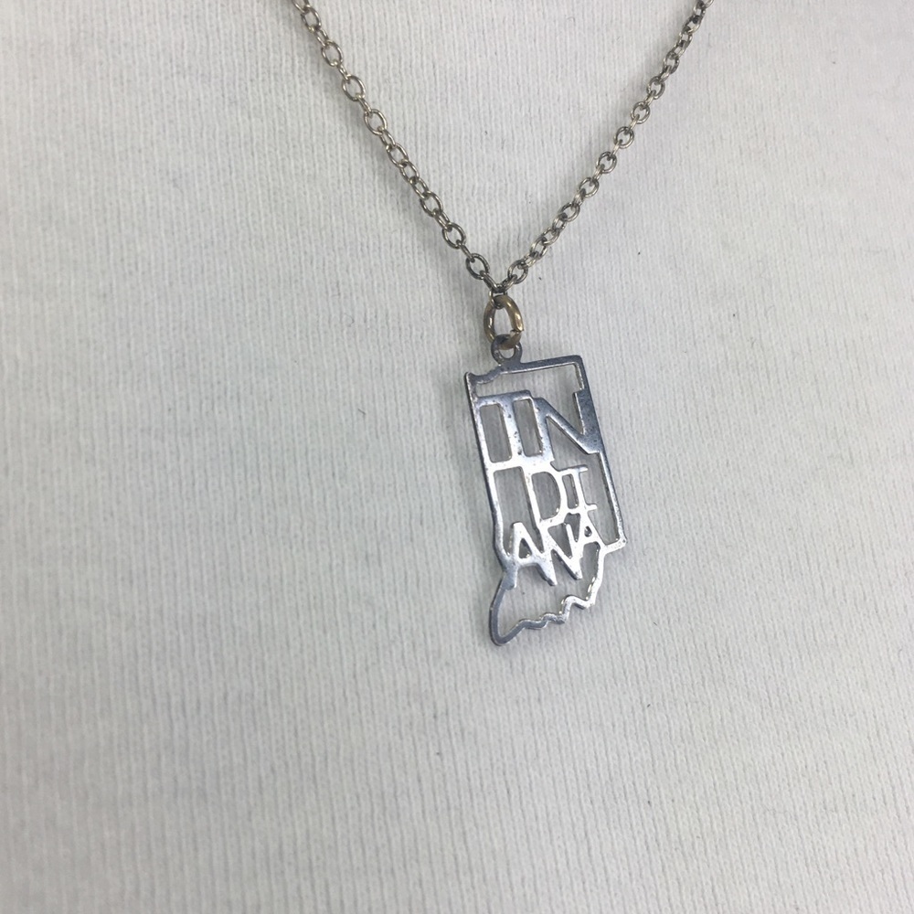 Kris Nations Indiana state necklace 18” silver tone - Picture 2 of 5